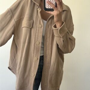 Oversized tan suede jacket